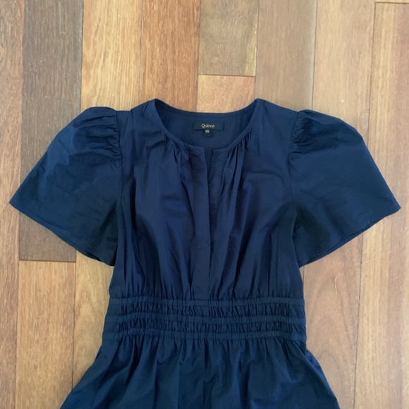 Quince 100% Organic Cotton Tiered Maxi Dress Navy XS - Picture 6 of 6